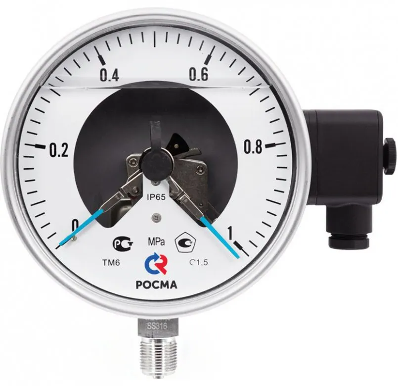 Манометры ТМ-521.05 и ТМ-621.05 кор­ро­зи­он­но­стой­кие виб­ро­ус­той­чи­вые с элек­тро­кон­такт­ной при­став­кой
