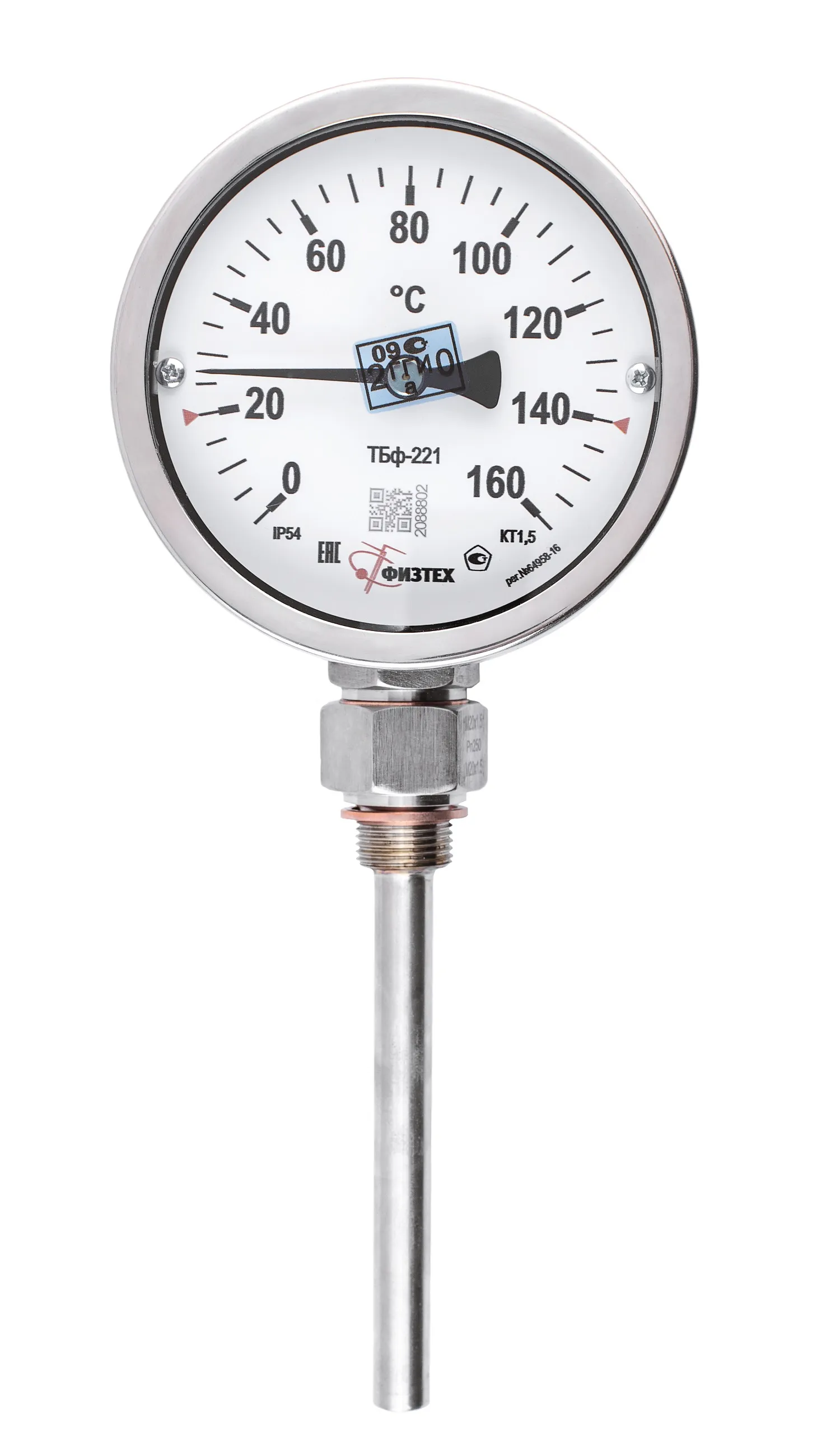 Термометры биметаллические коррозионностойкие ТБф-221 с возможностью гидрозаполнения (Диаметр: 80 мм, 100 мм, 160 мм)