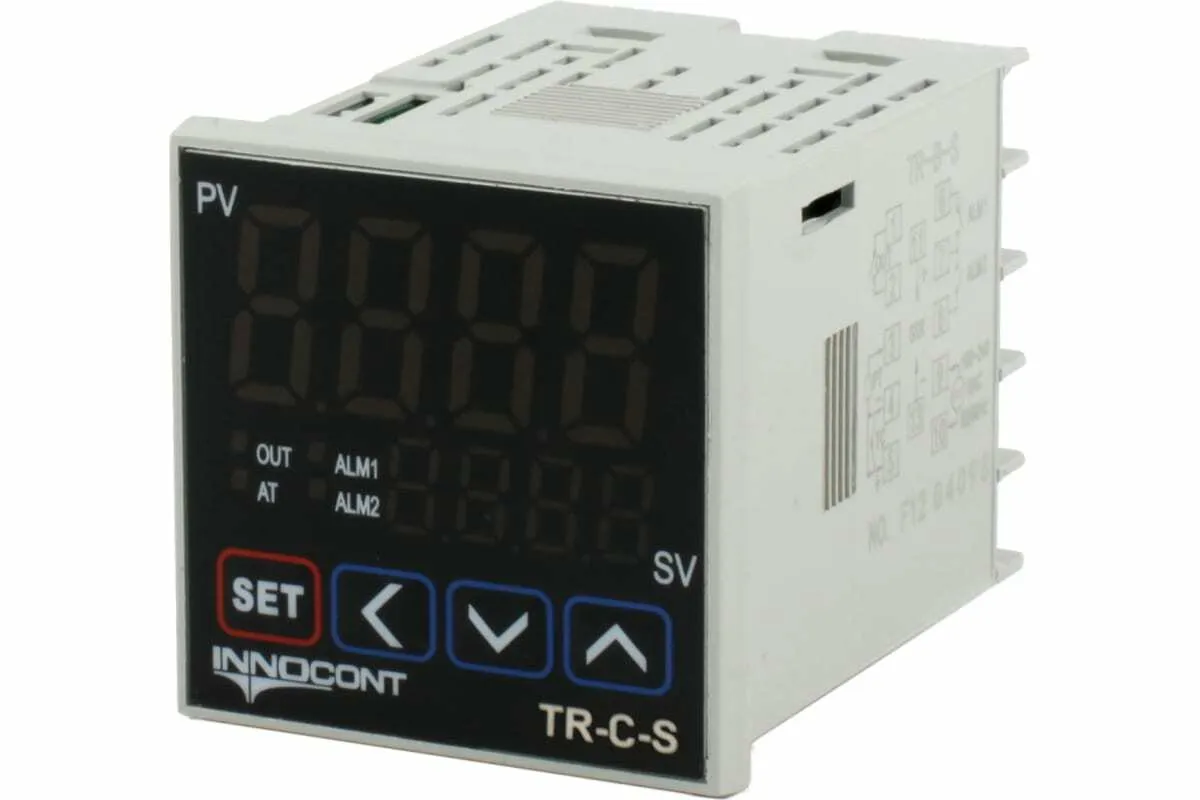 INNOCONT Температурный контроллер, 2 дисплея, 4 разряда, 48x48x60 мм, 2 аварийных выхода, 110-220VAC, выход: 4-20 мА + твердотельное реле TR-C-S
