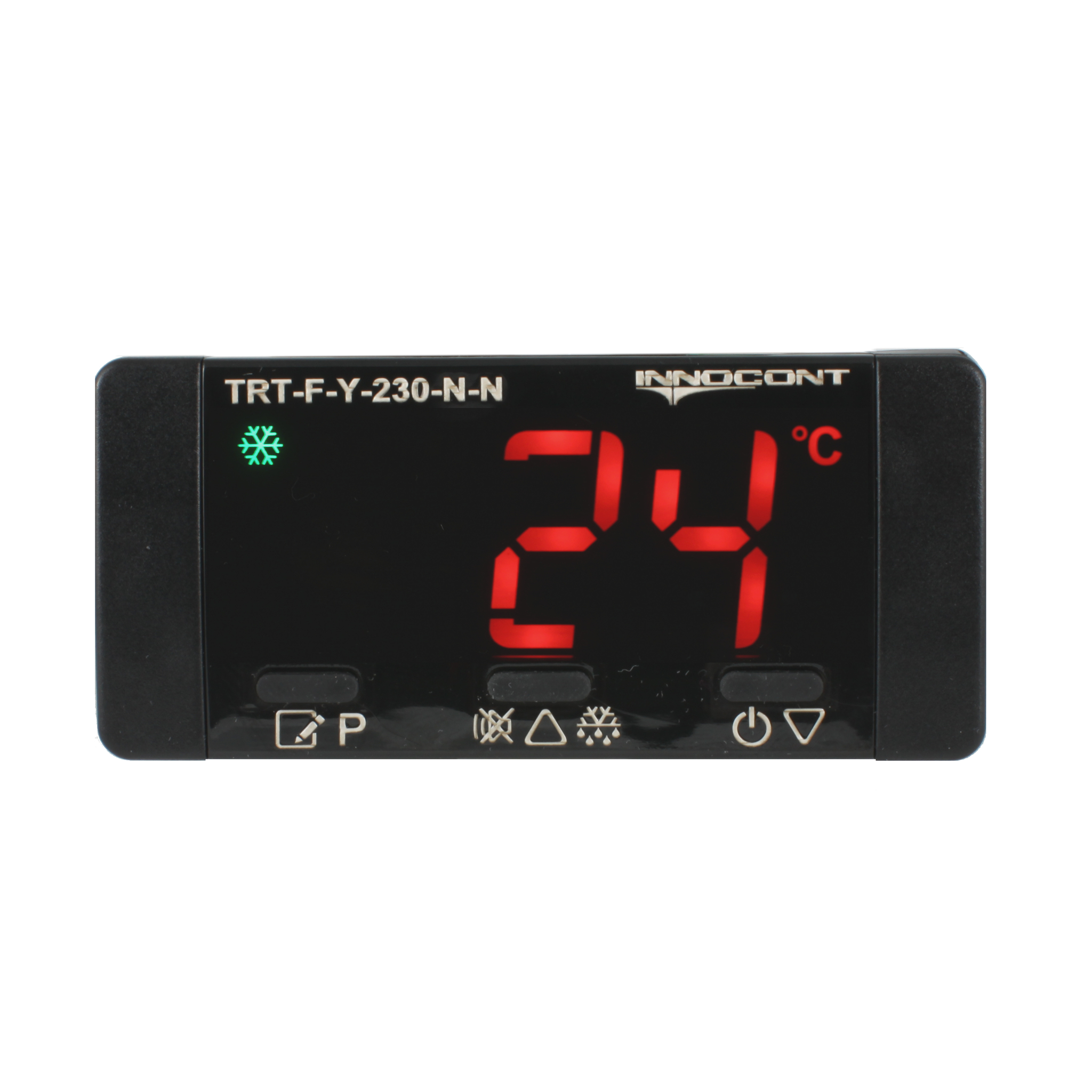 Температурный контроллер для управления охлаждением/размораживанием, 4 разряда, 77х35х61 мм, NTC, выход реле на компрессор, ON/OFF, 230VAC, встроенный фиксатор