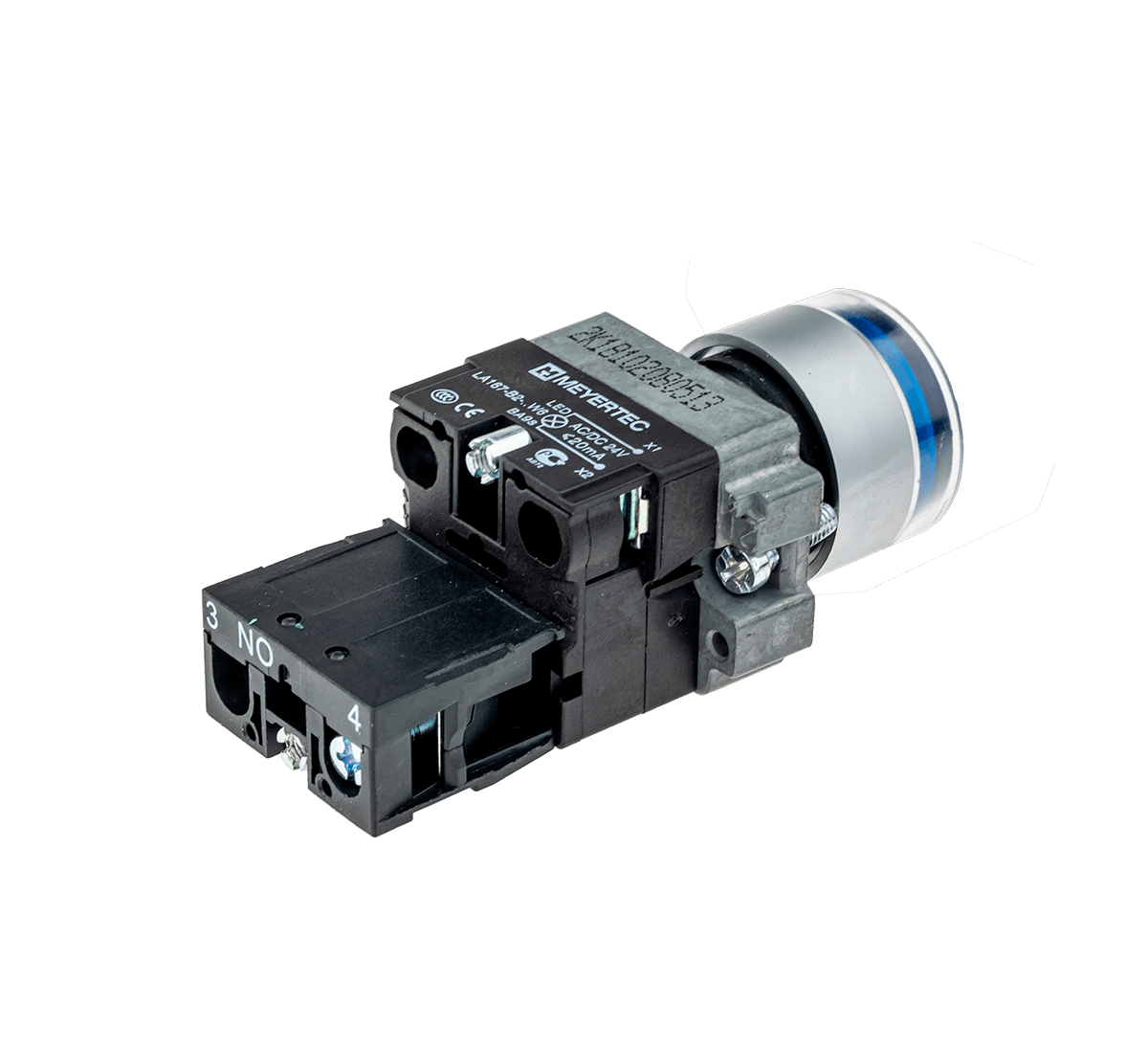 Кнопка с подсветкой синяя, 220V 1NO