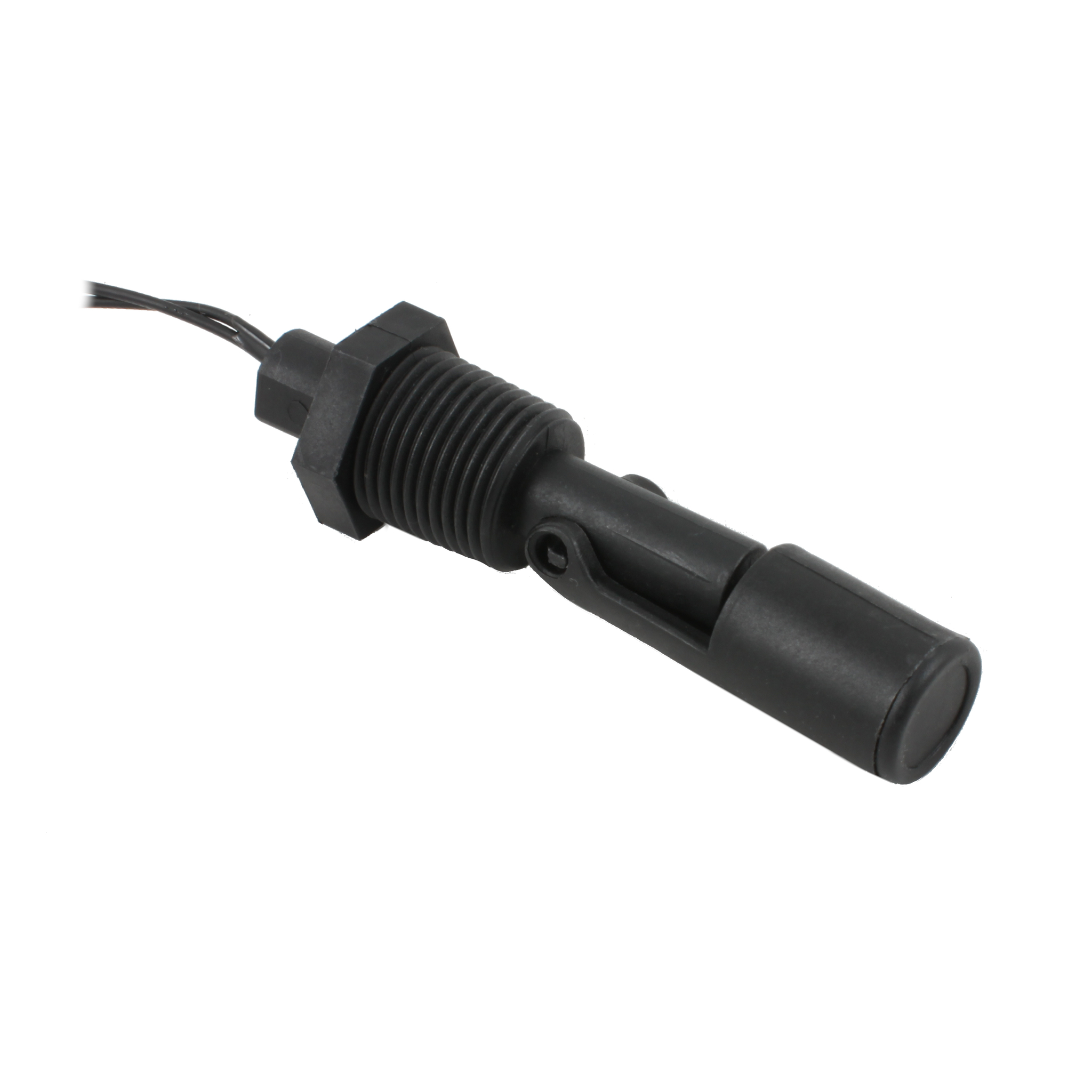 Поплавковый датчик уровня жидкости, горизонтальное исполнение, -20 +80 С, соединение- резьба 1/2"NPT полипропилен, кабель 500 мм, поплавок - полипропилен